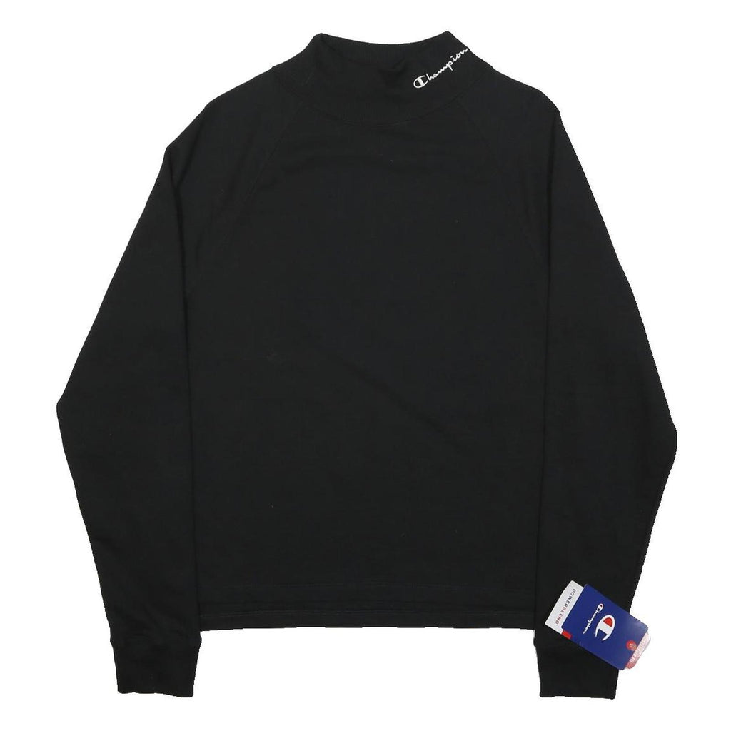 CHAMPION Mens Black Cotton Blend Crew Neck Sweatshirt M Logo Embroidered