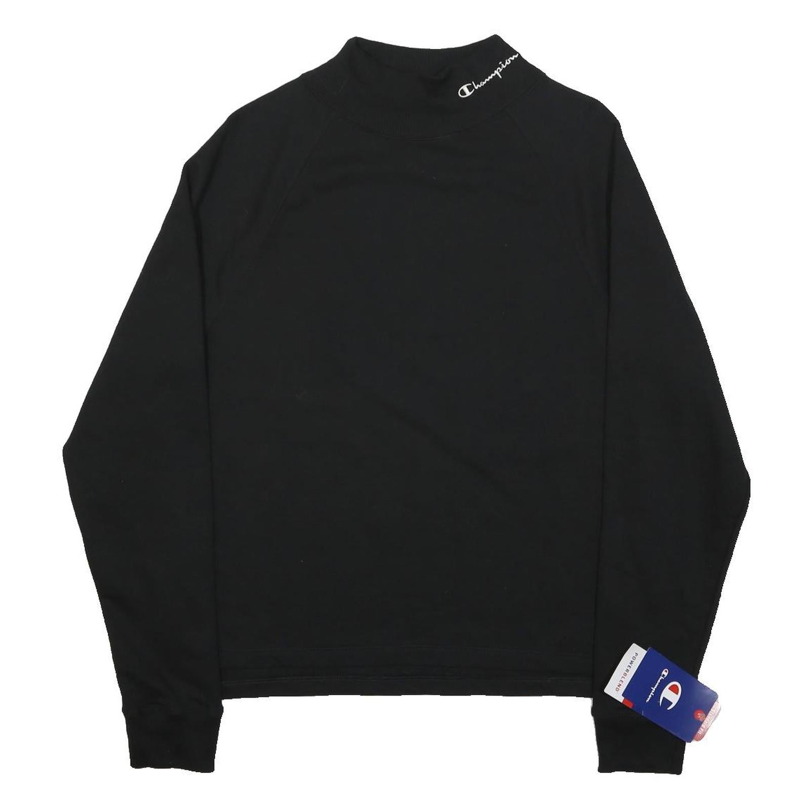 CHAMPION Mens Black Cotton Blend Crew Neck Sweatshirt M Logo Embroidered