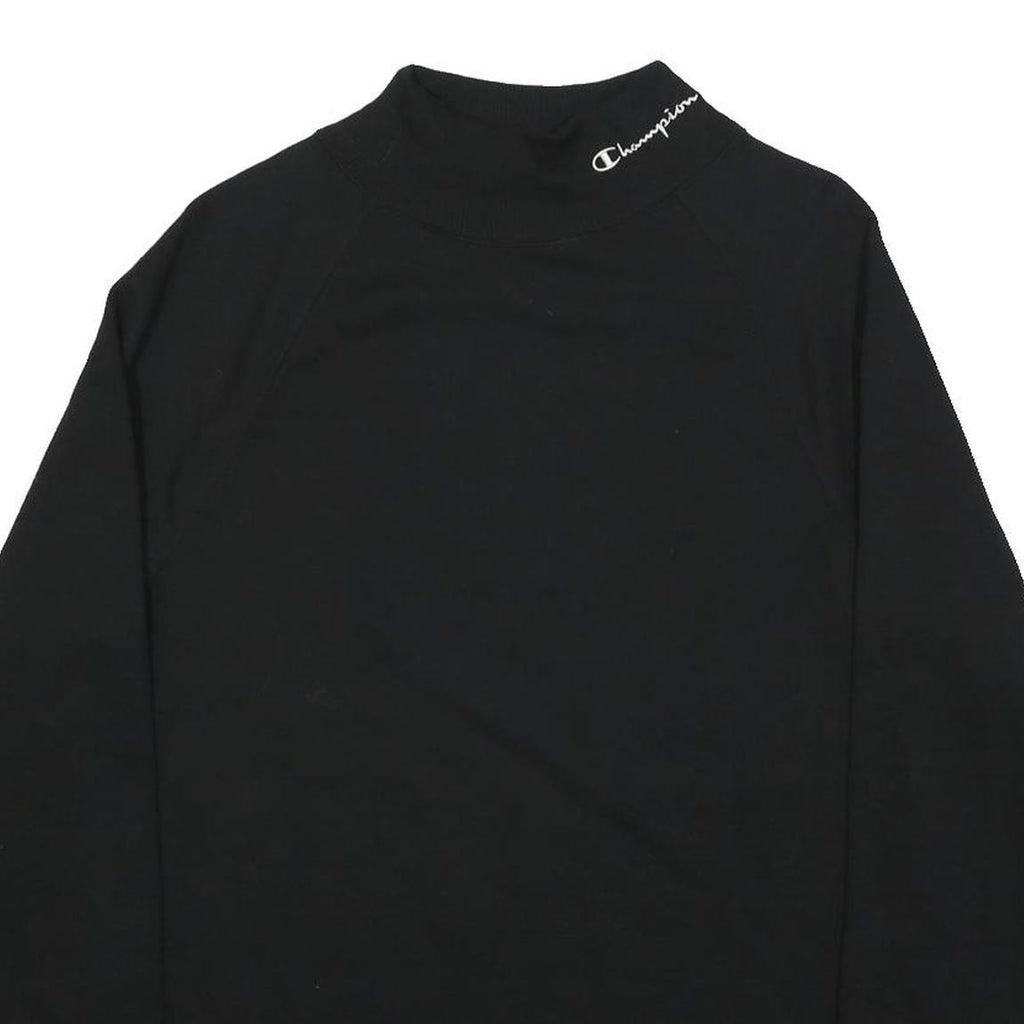 CHAMPION Mens Black Cotton Blend Crew Neck Sweatshirt M Logo Embroidered