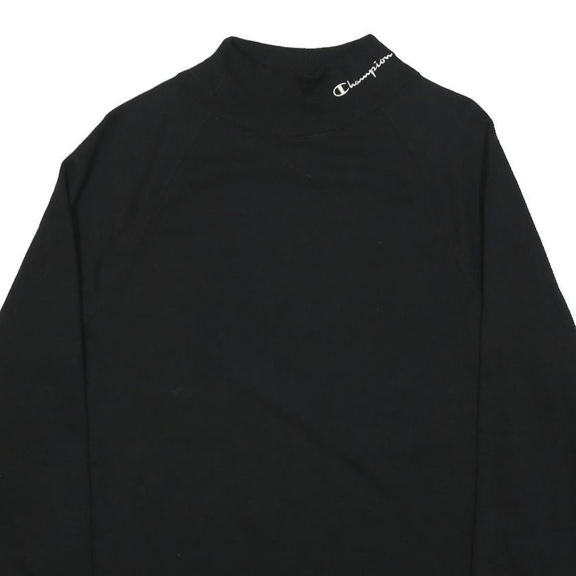 CHAMPION Mens Black Cotton Blend Crew Neck Sweatshirt M Logo Embroidered