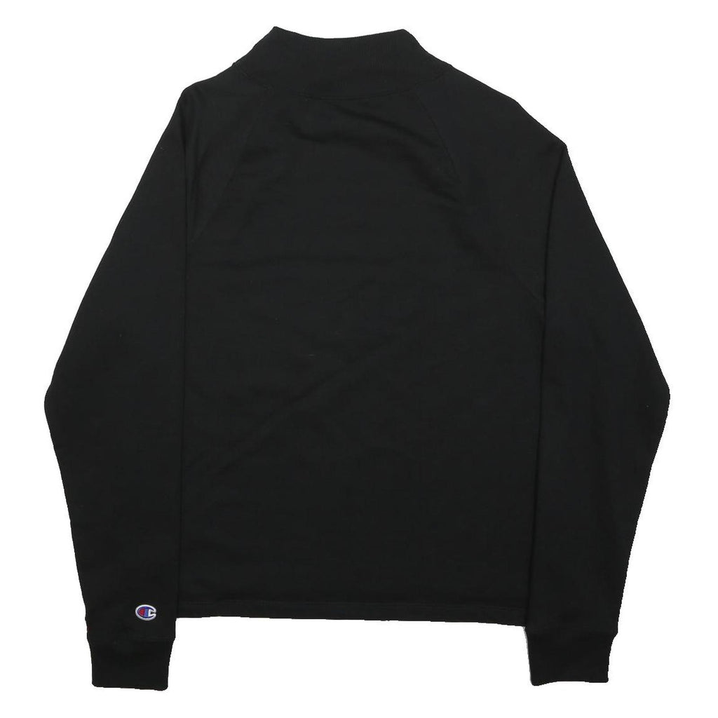 CHAMPION Mens Black Cotton Blend Crew Neck Sweatshirt M Logo Embroidered