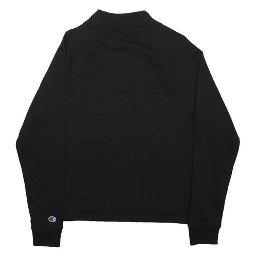 CHAMPION Mens Black Cotton Blend Crew Neck Sweatshirt M Logo Embroidered