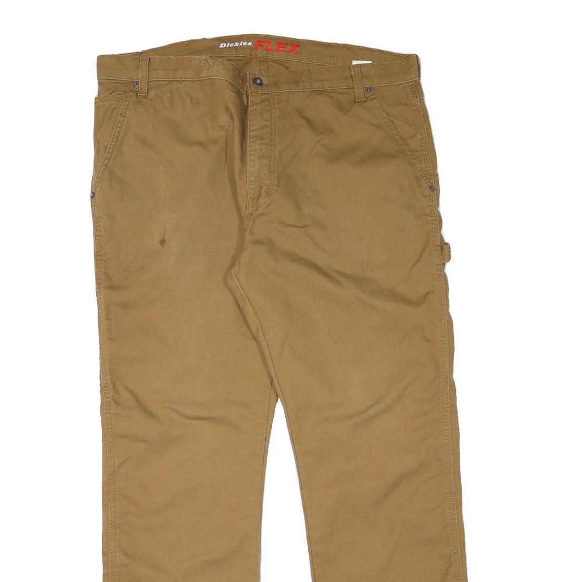 DICKIES Mens Cotton Blend Beige Regular Fit Straight Leg Trousers W40 L32