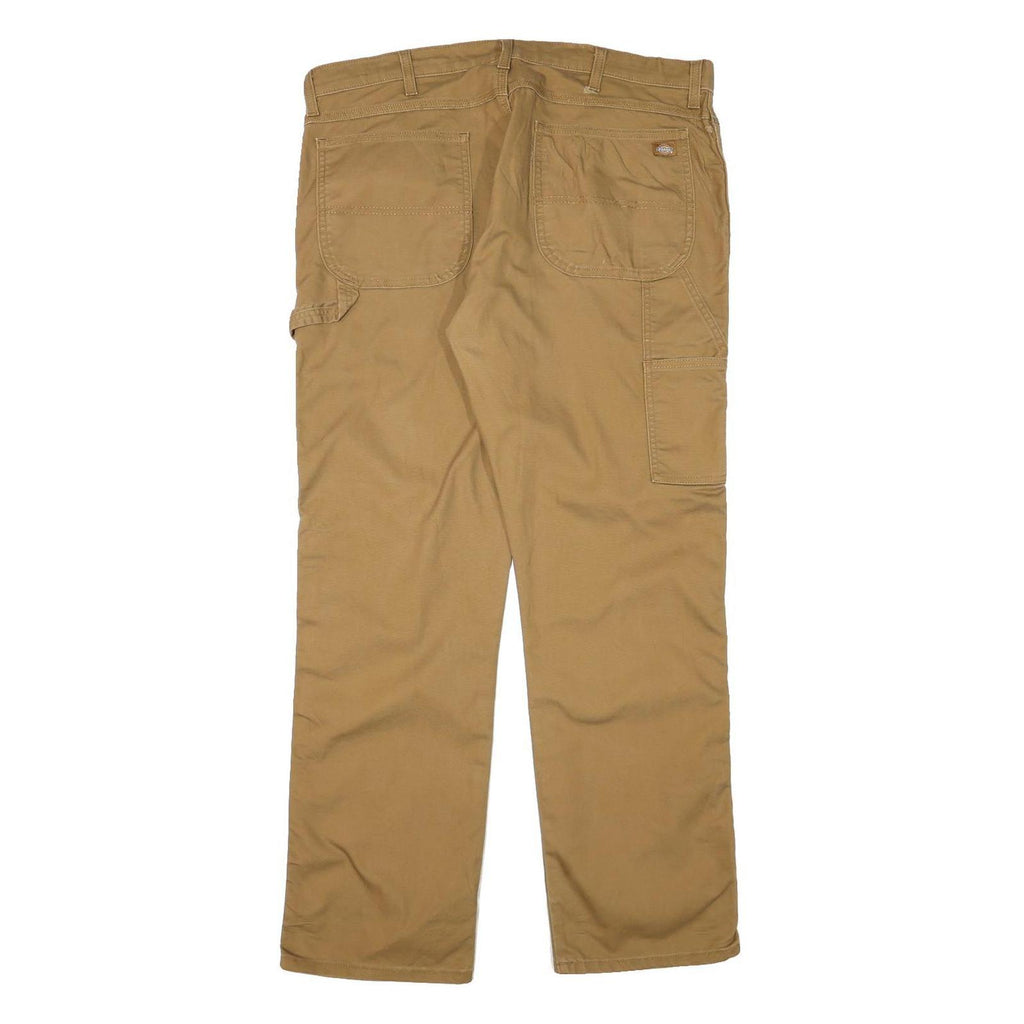 DICKIES Mens Cotton Blend Beige Regular Fit Straight Leg Trousers W40 L32