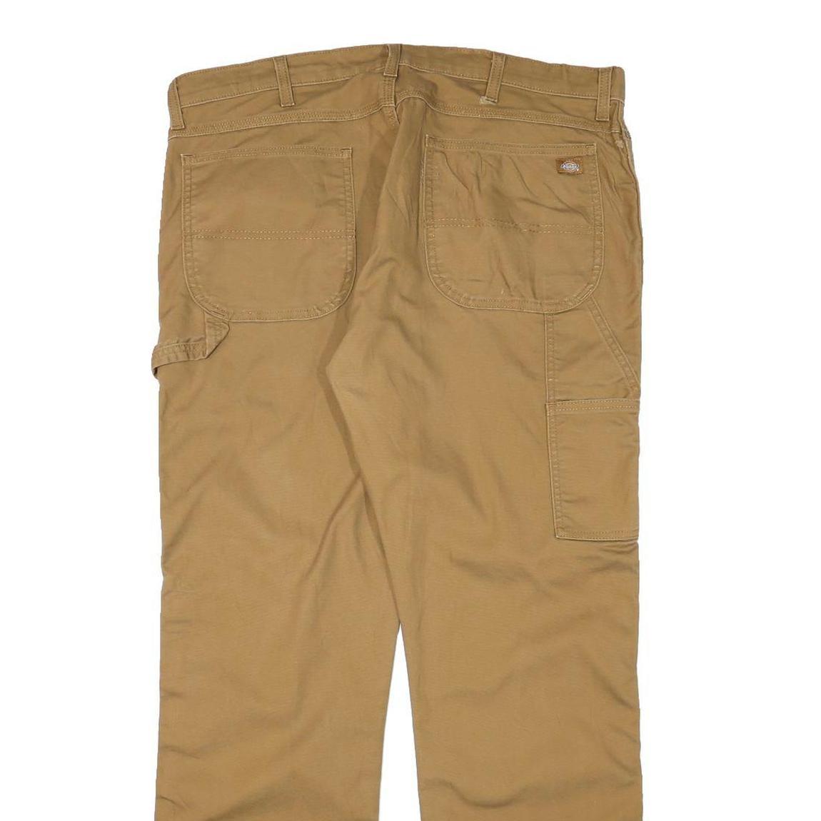 DICKIES Mens Cotton Blend Beige Regular Fit Straight Leg Trousers W40 L32