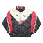 UMBRO Mens Black & White & Red Zip Nylon Oversized Jacket L Retro Sportswear