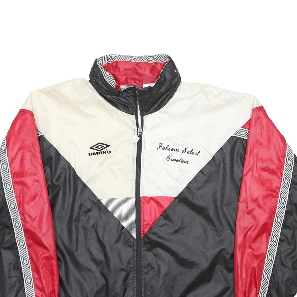 UMBRO Mens Black & White & Red Zip Nylon Oversized Jacket L Retro Sportswear