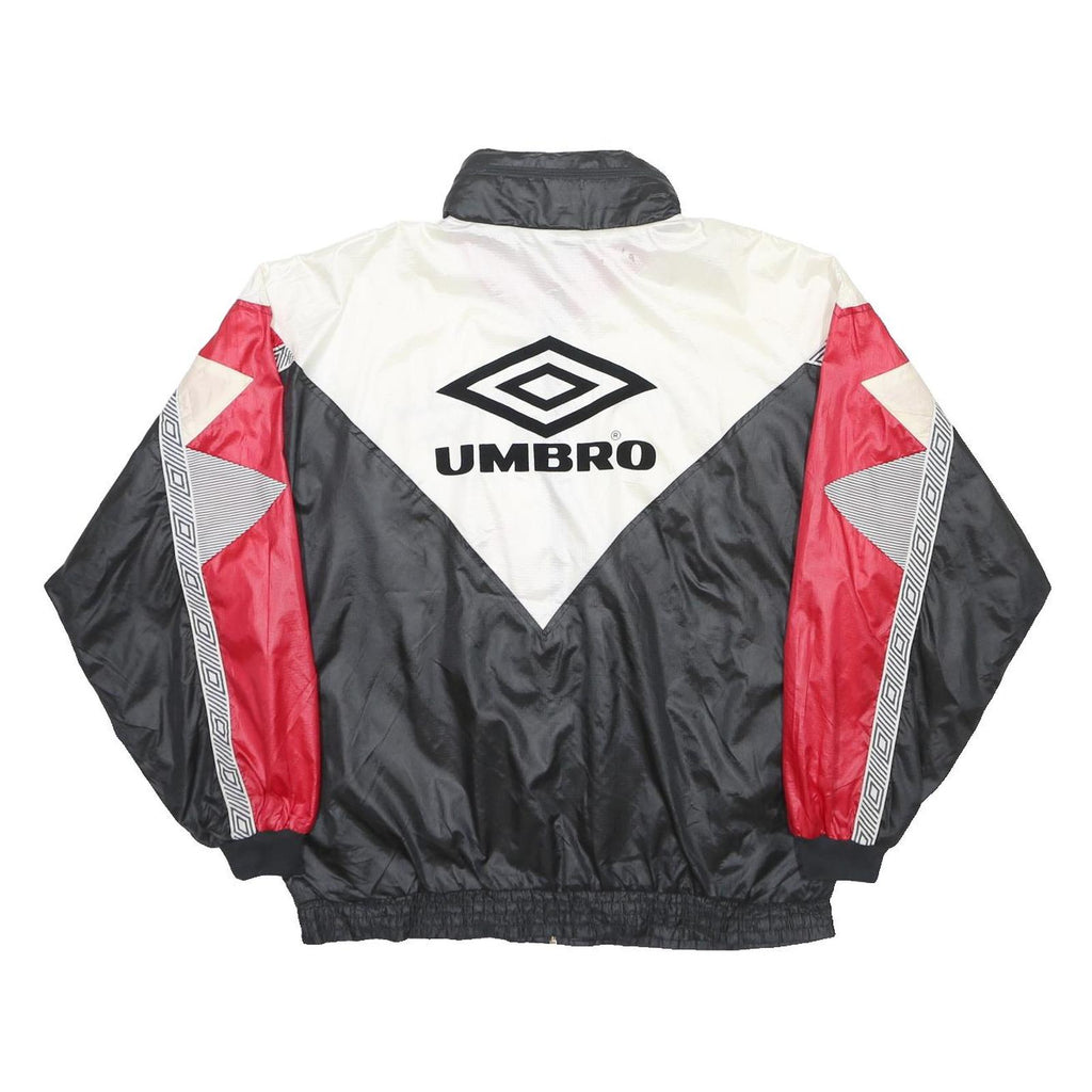 UMBRO Mens Black & White & Red Zip Nylon Oversized Jacket L Retro Sportswear