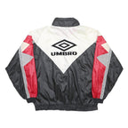 UMBRO Mens Black & White & Red Zip Nylon Oversized Jacket L Retro Sportswear