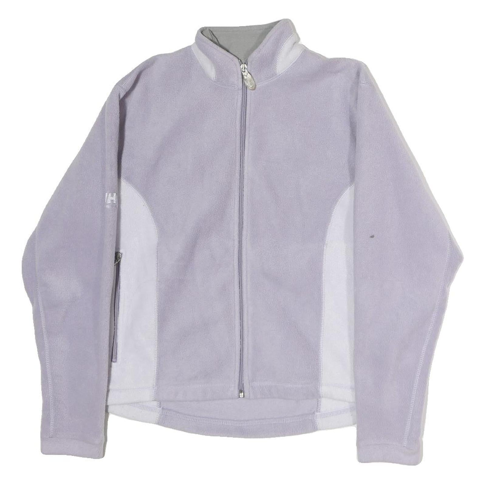 HELLY HANSEN Womens Lilac & White Zip Up Fleece Jacket S Polyester Casual