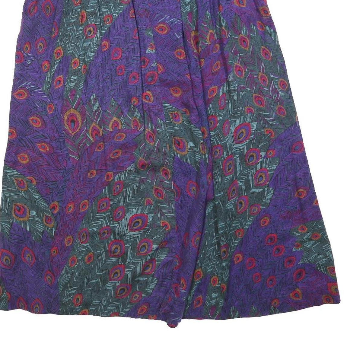 NORDSTORM Womens Purple Polyester Blend Midi Pleated Skirt M Peacock Feather