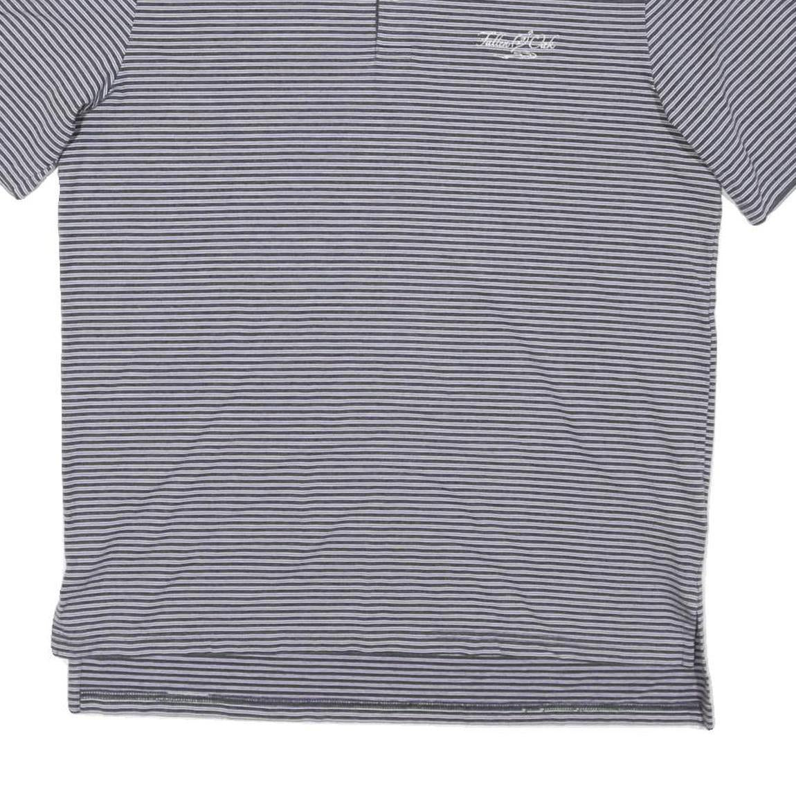 POLO RALPH LAUREN Mens Grey & White Striped Short Sleeve L Polo Shirt Cotton