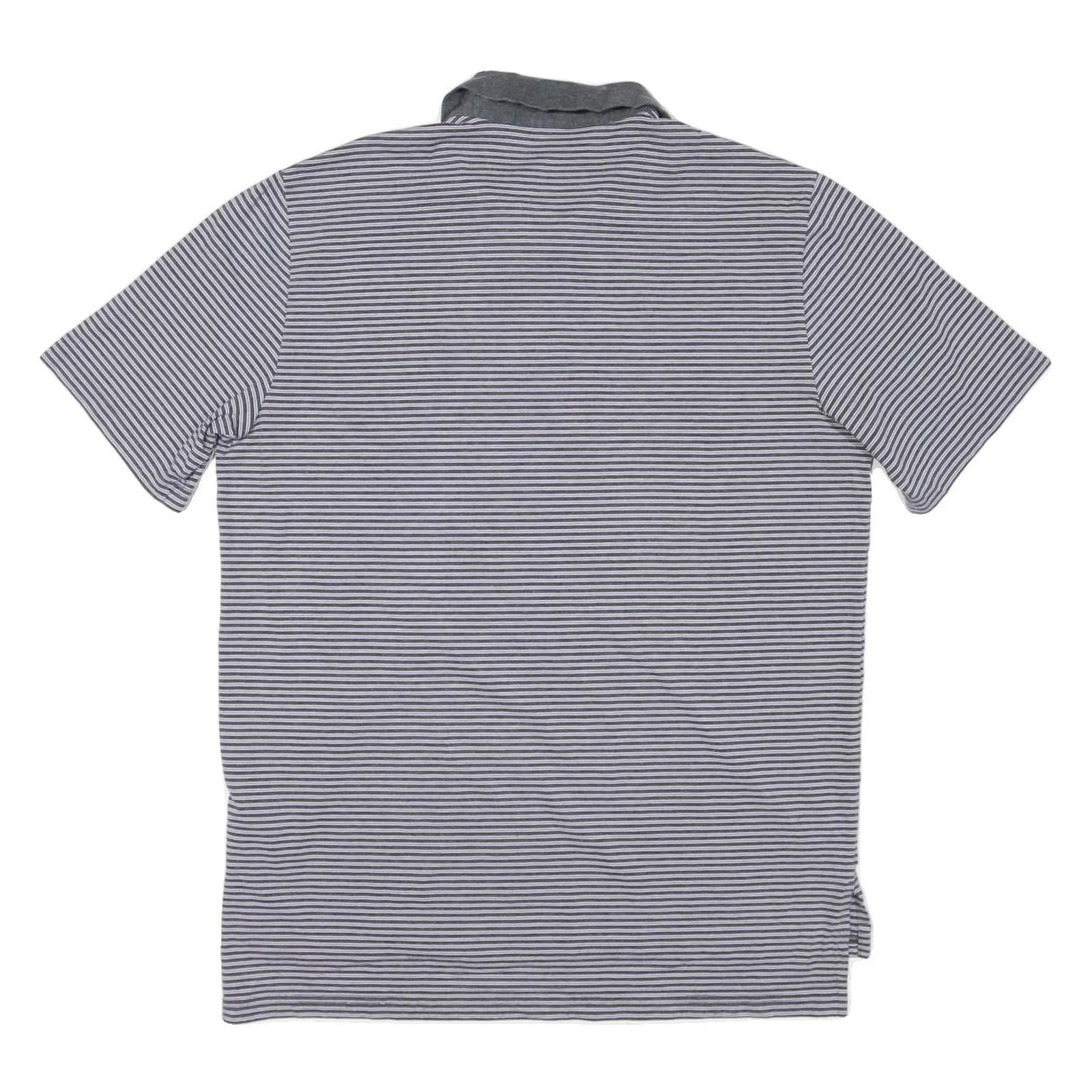 POLO RALPH LAUREN Mens Grey & White Striped Short Sleeve L Polo Shirt Cotton