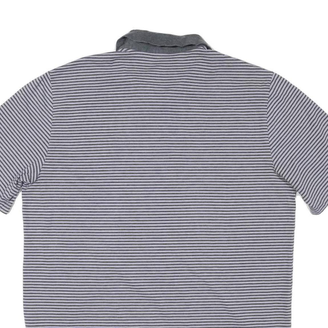 POLO RALPH LAUREN Mens Grey & White Striped Short Sleeve L Polo Shirt Cotton