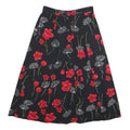 SAG HARBOR Womens Black Red Floral Button Midi Cotton Blend Skirt M Classic