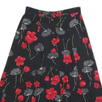 SAG HARBOR Womens Black Red Floral Button Midi Cotton Blend Skirt M Classic