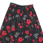 SAG HARBOR Womens Black Red Floral Button Midi Cotton Blend Skirt M Classic