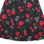 SAG HARBOR Womens Black Red Floral Button Midi Cotton Blend Skirt M Classic