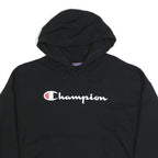 CHAMPION Womens Black Pullover Hoodie L Classic Logo Sweatshirt