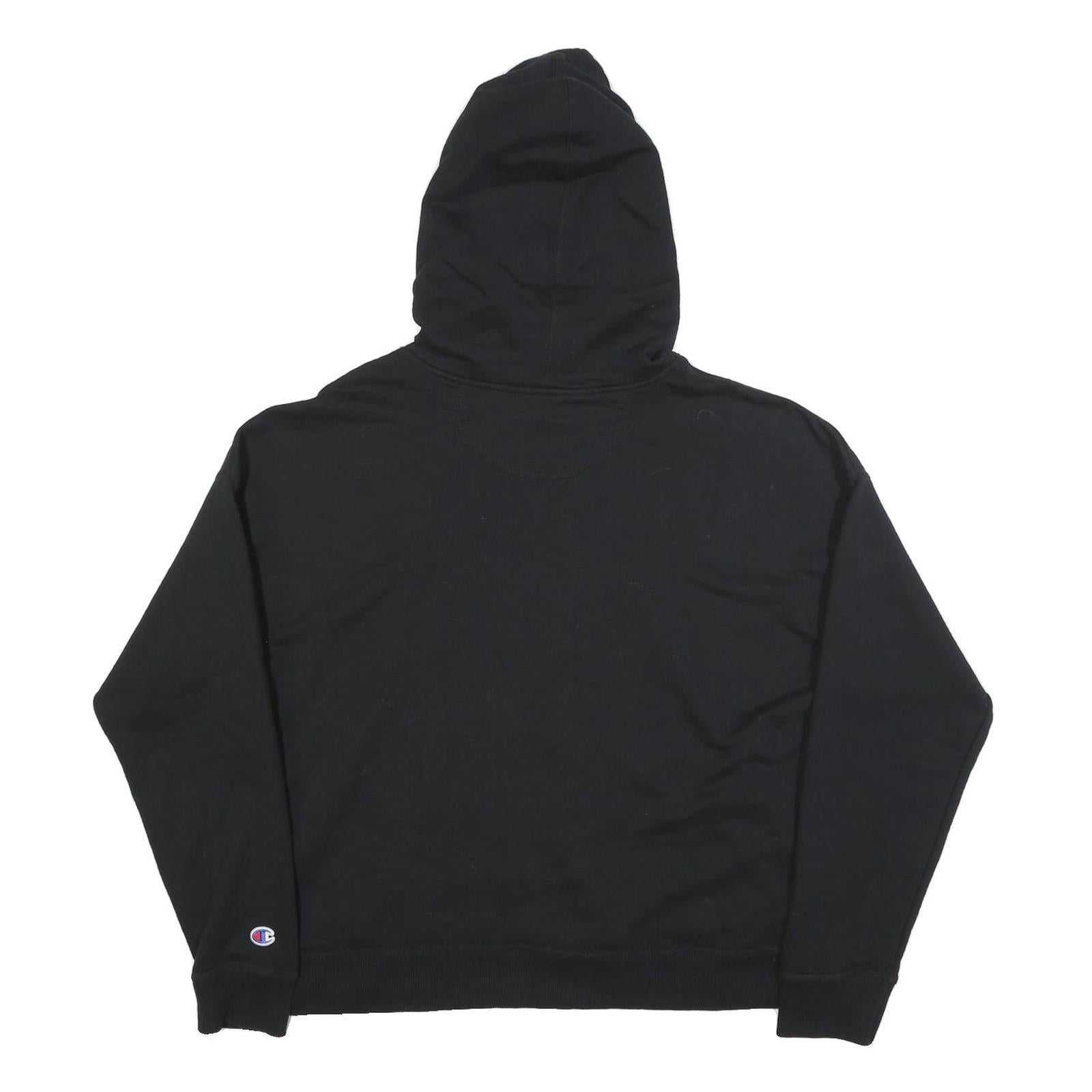 CHAMPION Womens Black Pullover Hoodie L Classic Logo Sweatshirt