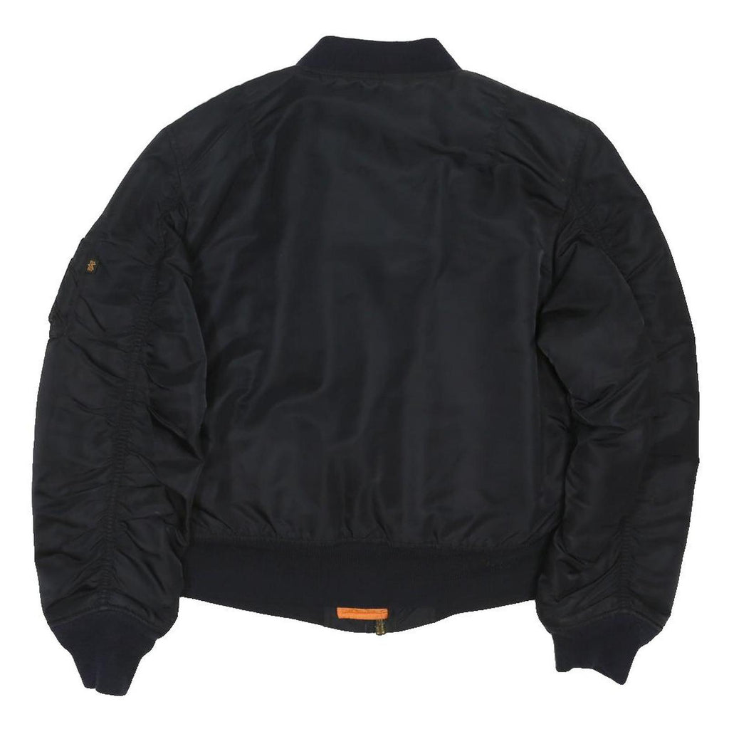ALPHA INDUSTRIES Mens Black Bomber Jacket M Polyester Blend Plain Zip Casual