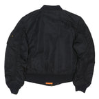 ALPHA INDUSTRIES Mens Black Bomber Jacket M Polyester Blend Plain Zip Casual