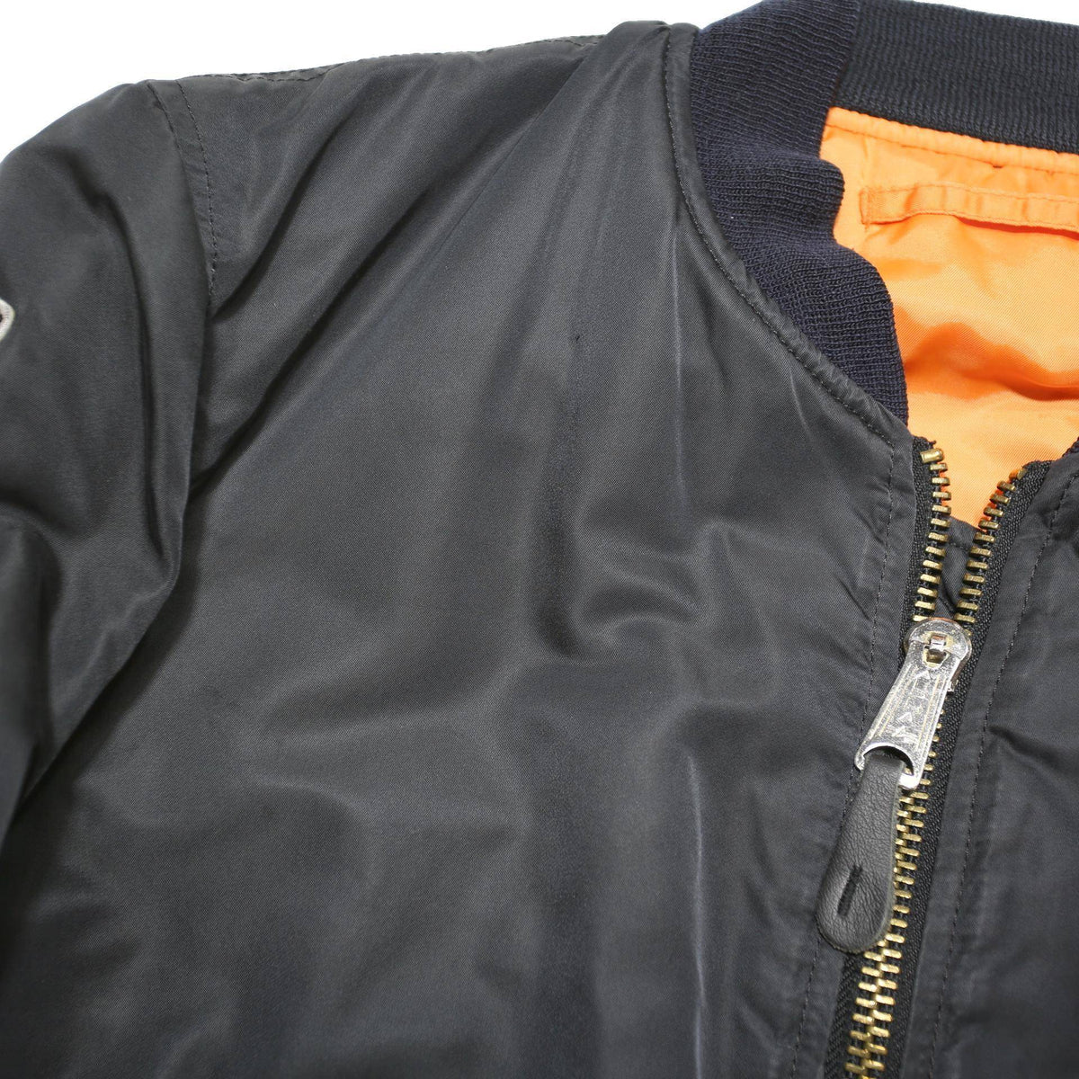 ALPHA INDUSTRIES Mens Black Bomber Jacket M Polyester Blend Plain Zip Casual