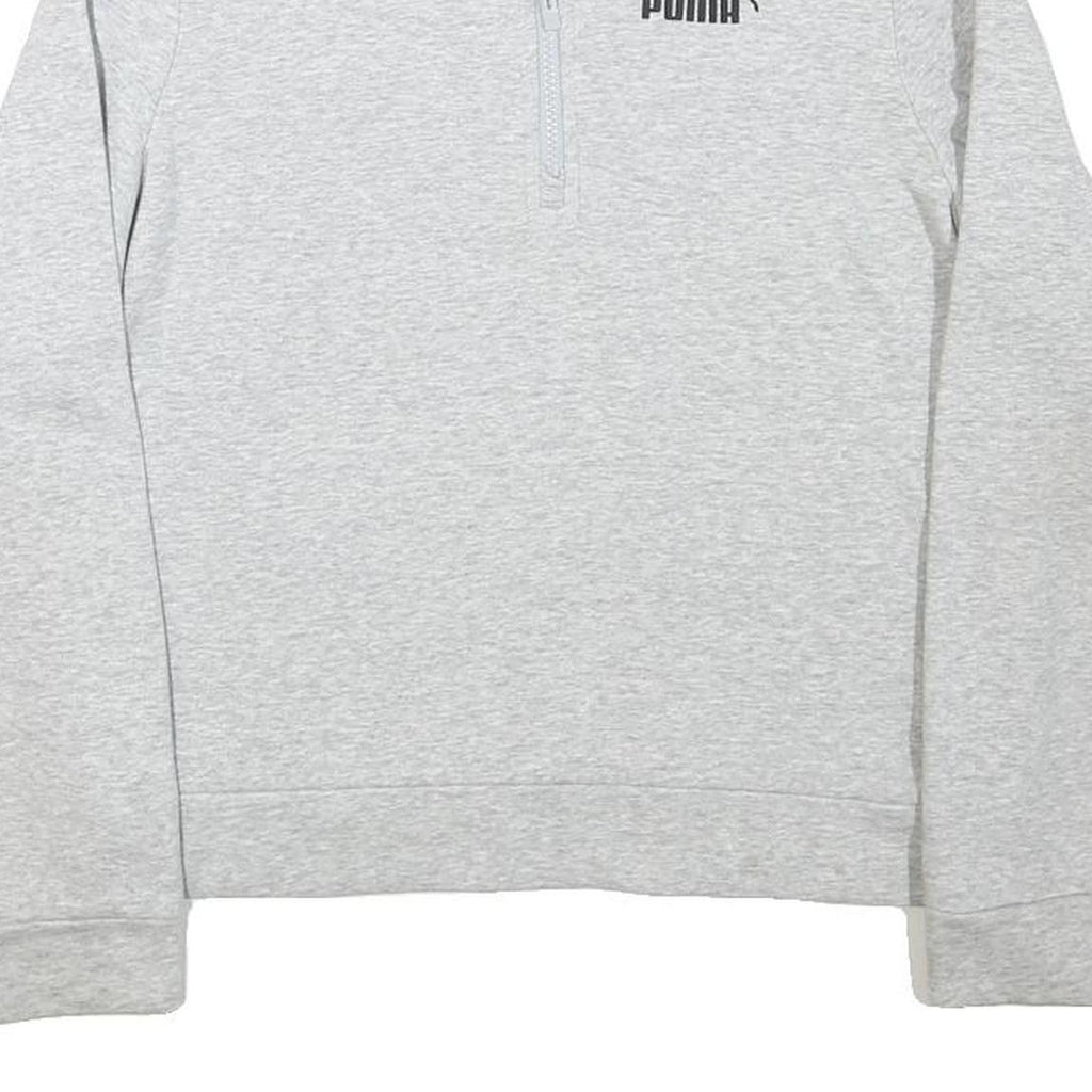 PUMA Womens Grey 1/4 Zip S Sweatshirt Cotton Blend Sport Casual Pullover