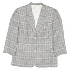 JOBIS Womens Grey Check Cotton Blend Classic Jacket M Button Closure Tailored