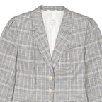 JOBIS Womens Grey Check Cotton Blend Classic Jacket M Button Closure Tailored
