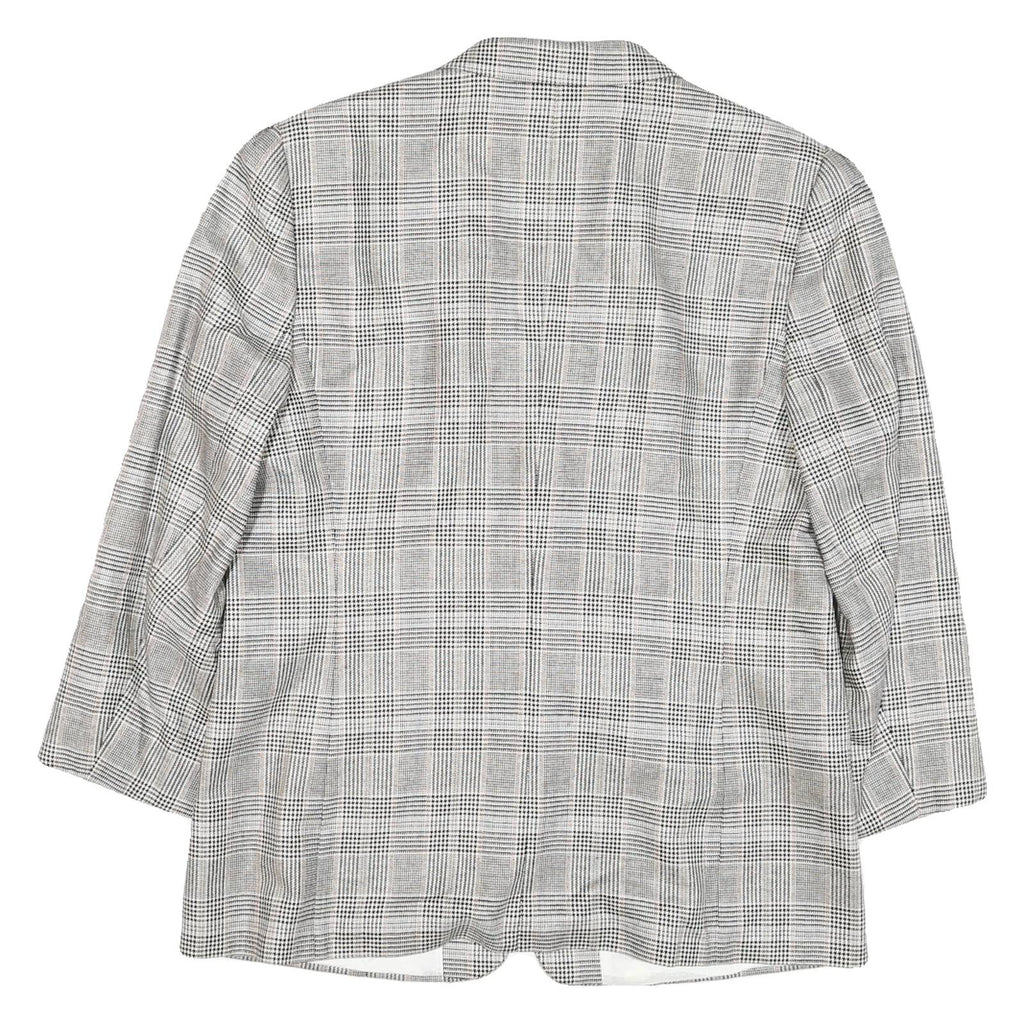 JOBIS Womens Grey Check Cotton Blend Classic Jacket M Button Closure Tailored