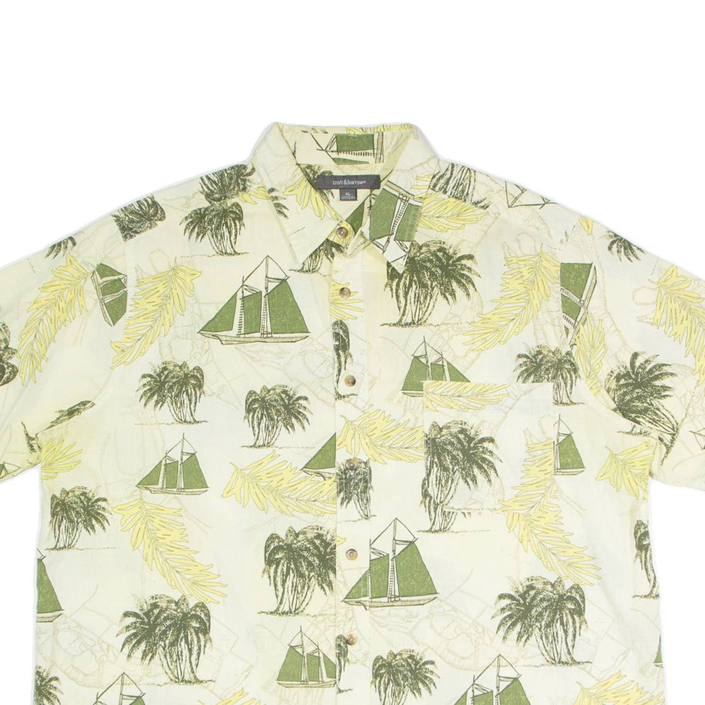 CROFT & BARROW Boat Mens Shirt Yellow Crazy Pattern XL