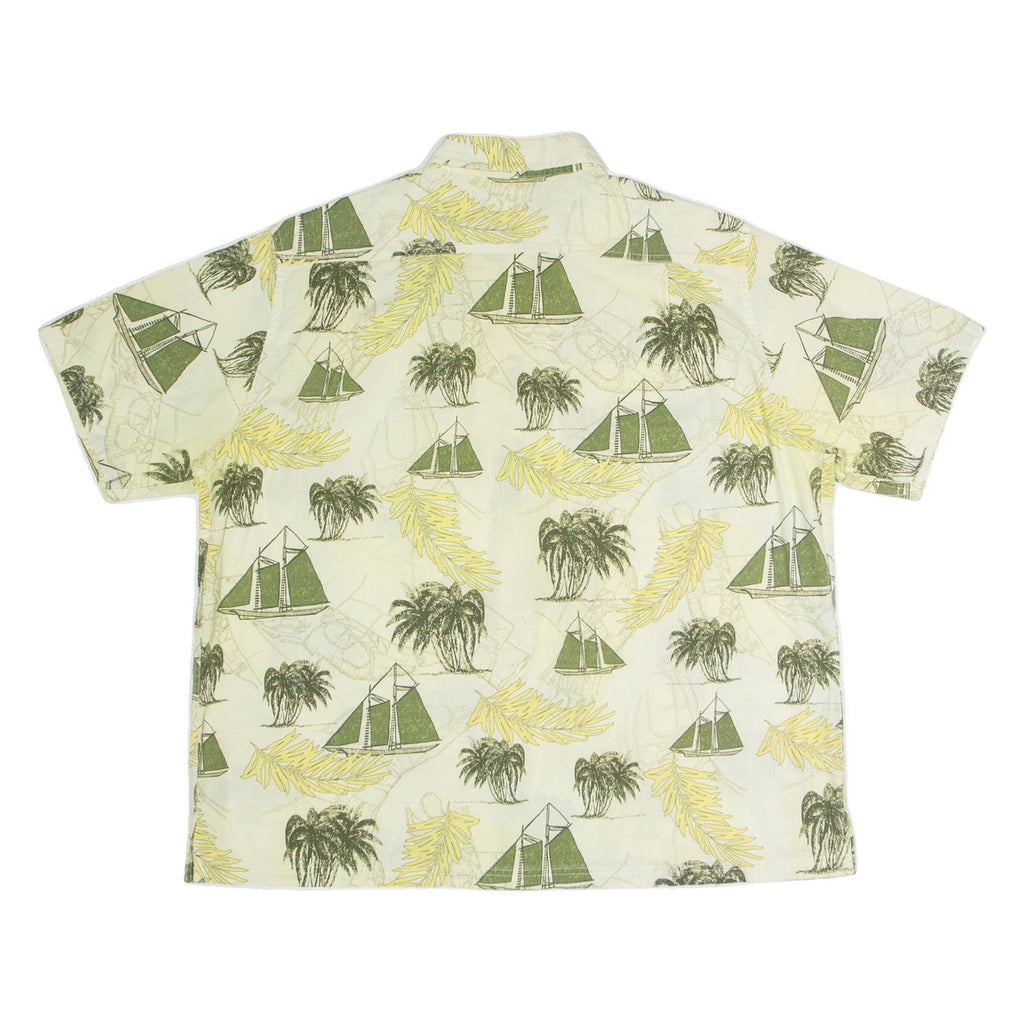 CROFT & BARROW Boat Mens Shirt Yellow Crazy Pattern XL