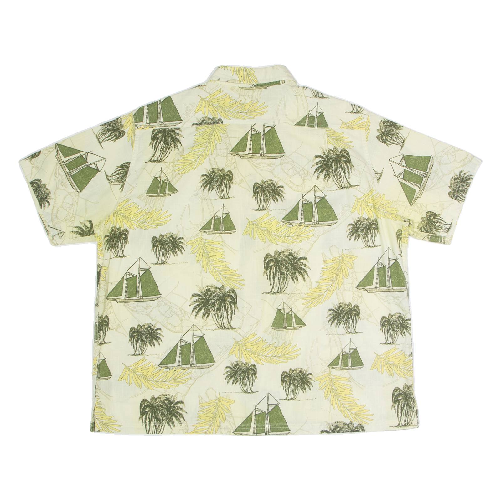CROFT & BARROW Boat Mens Shirt Yellow Crazy Pattern XL
