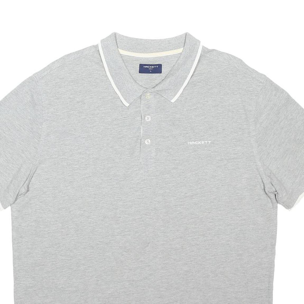 HACKETT LONDON Mens Grey Basic Polo Shirt XL Cotton Blend Short Sleeve Casual