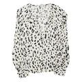 ZARA Womens Cream & Black Printed Blouse Long Sleeve V-Neck S Stylish Top