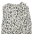 ZARA Womens Cream & Black Printed Blouse Long Sleeve V-Neck S Stylish Top