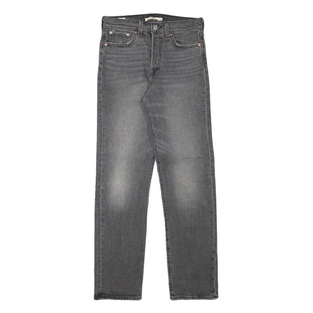 LEVI'S Womens Grey Regular Straight Denim Raw W26 L29 Zip Cotton Blend Jeans