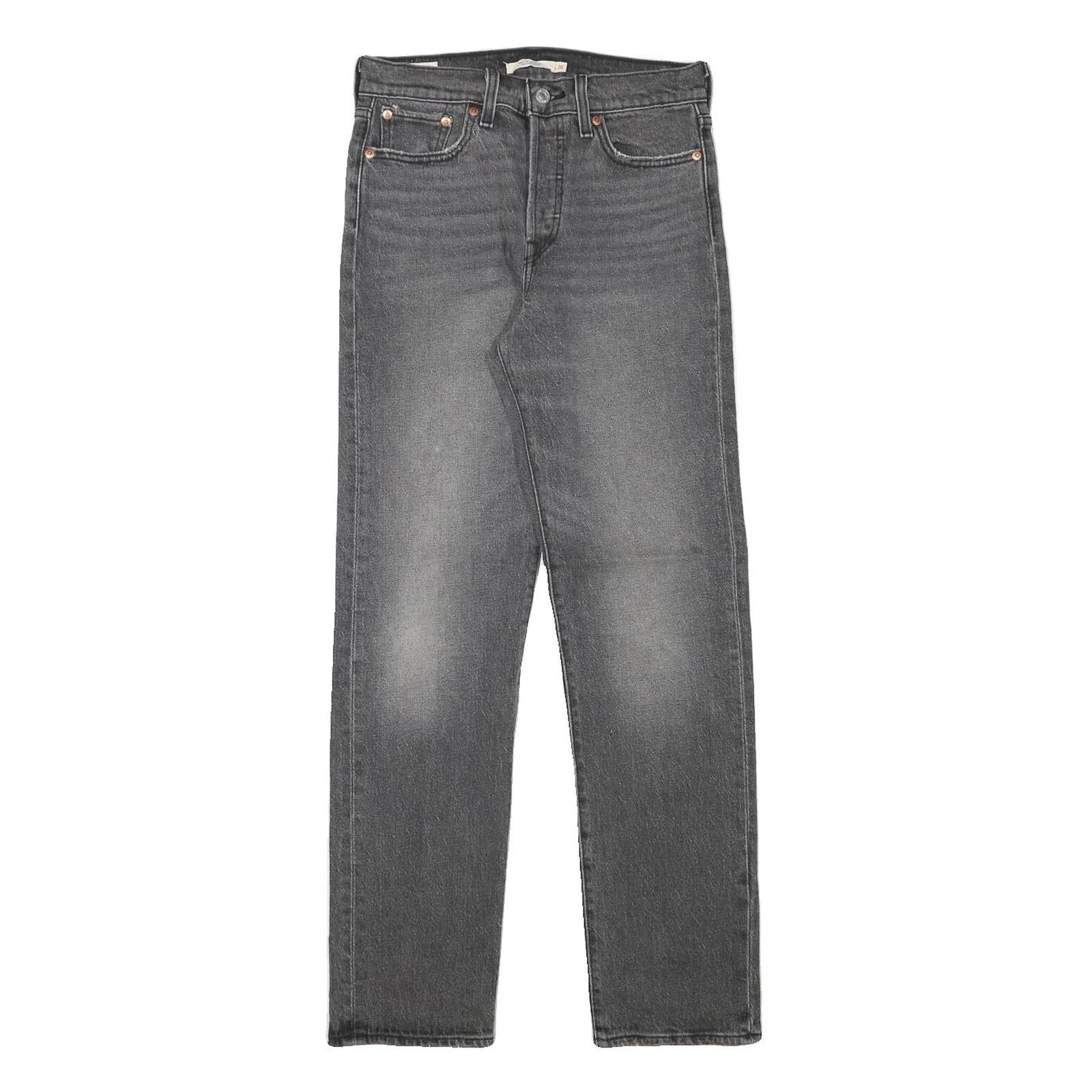 LEVI'S Womens Grey Regular Straight Denim Raw W26 L29 Zip Cotton Blend Jeans