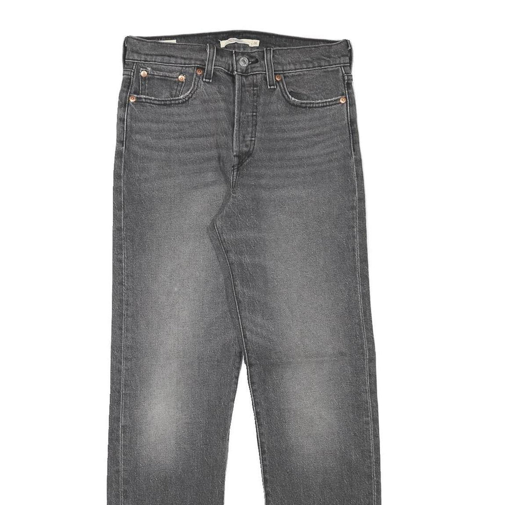 LEVI'S Womens Grey Regular Straight Denim Raw W26 L29 Zip Cotton Blend Jeans