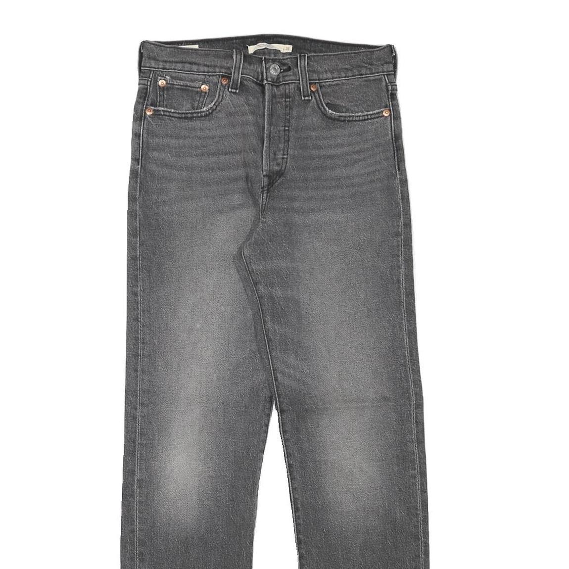LEVI'S Womens Grey Regular Straight Denim Raw W26 L29 Zip Cotton Blend Jeans