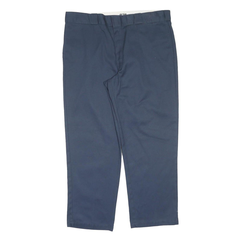 DICKIES Mens Polyester Blend Navy Regular Fit Straight Leg Trousers W40 L30