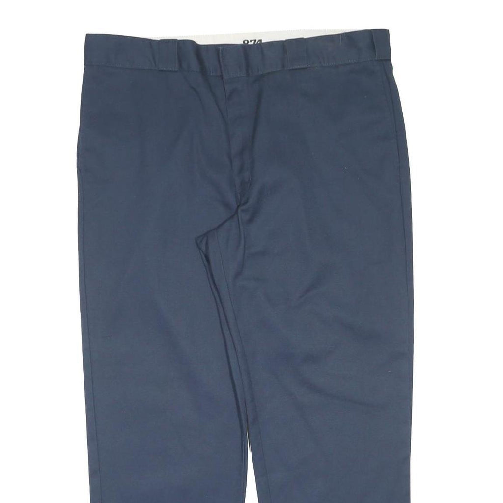 DICKIES Mens Polyester Blend Navy Regular Fit Straight Leg Trousers W40 L30