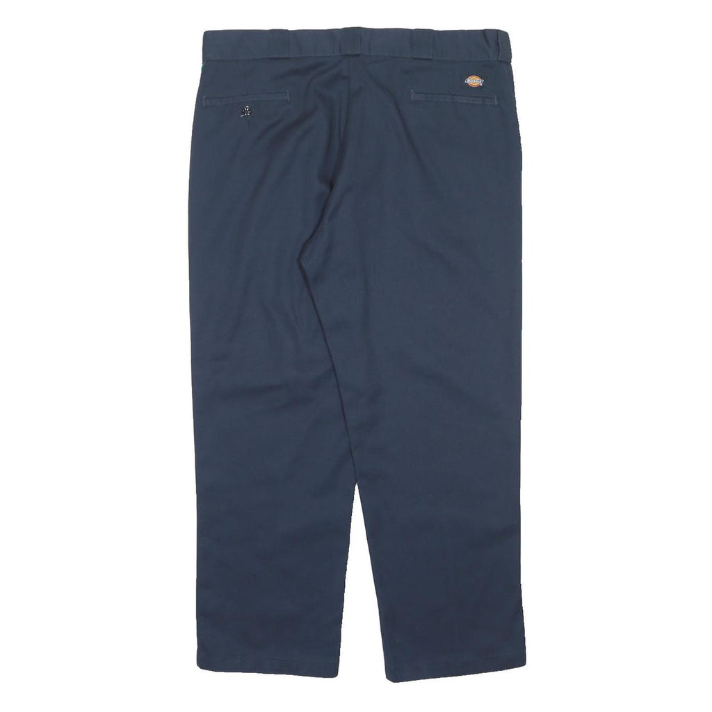 DICKIES Mens Polyester Blend Navy Regular Fit Straight Leg Trousers W40 L30