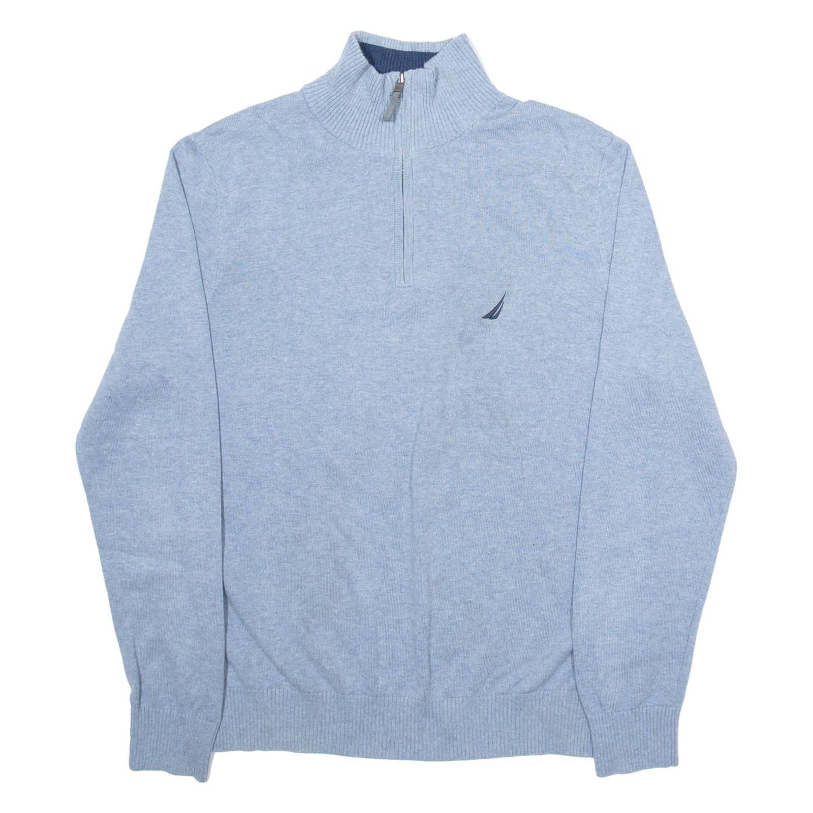 NAUTICA Mens Jumper Blue 1/4 Zip Tight Knit S