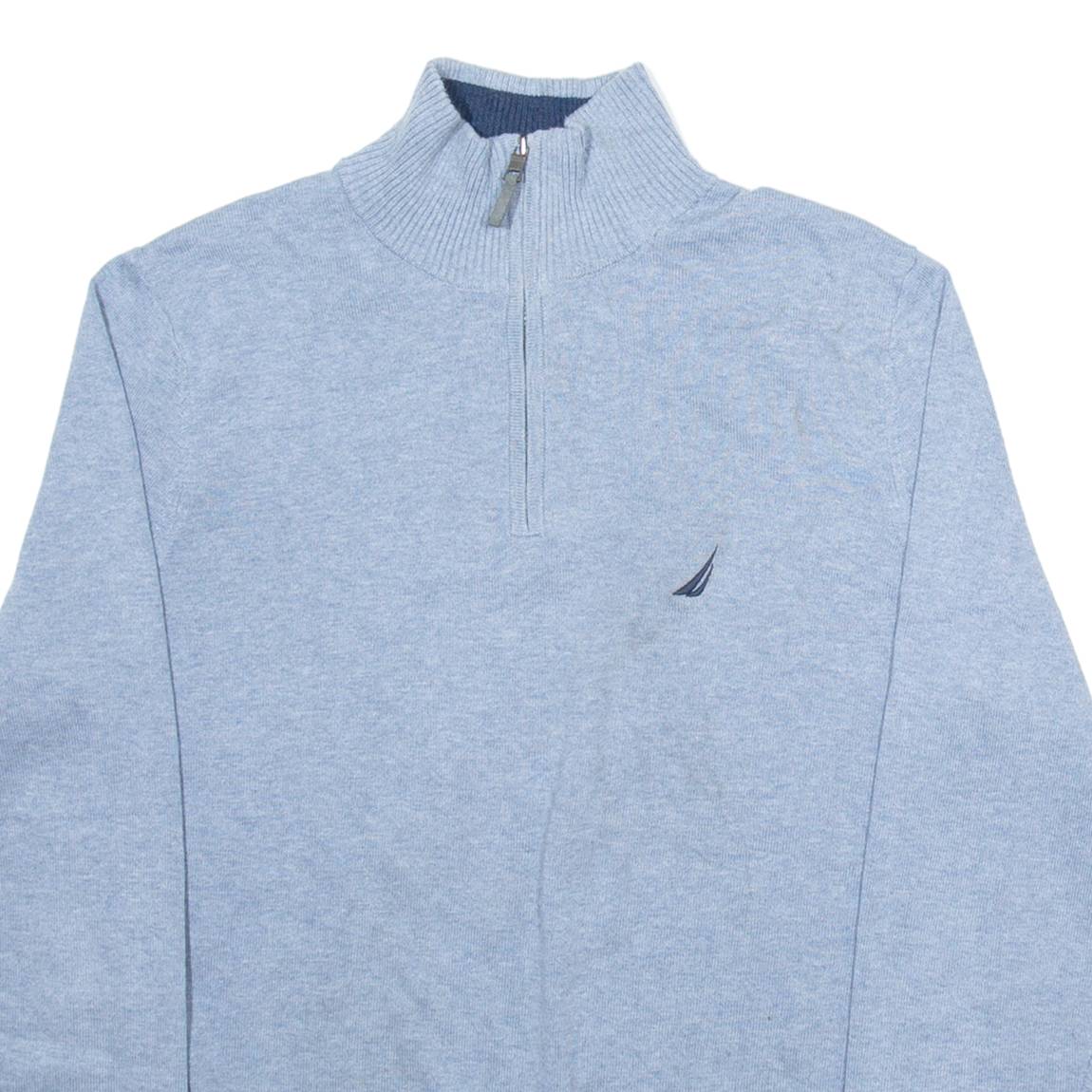 NAUTICA Mens Jumper Blue 1/4 Zip Tight Knit S