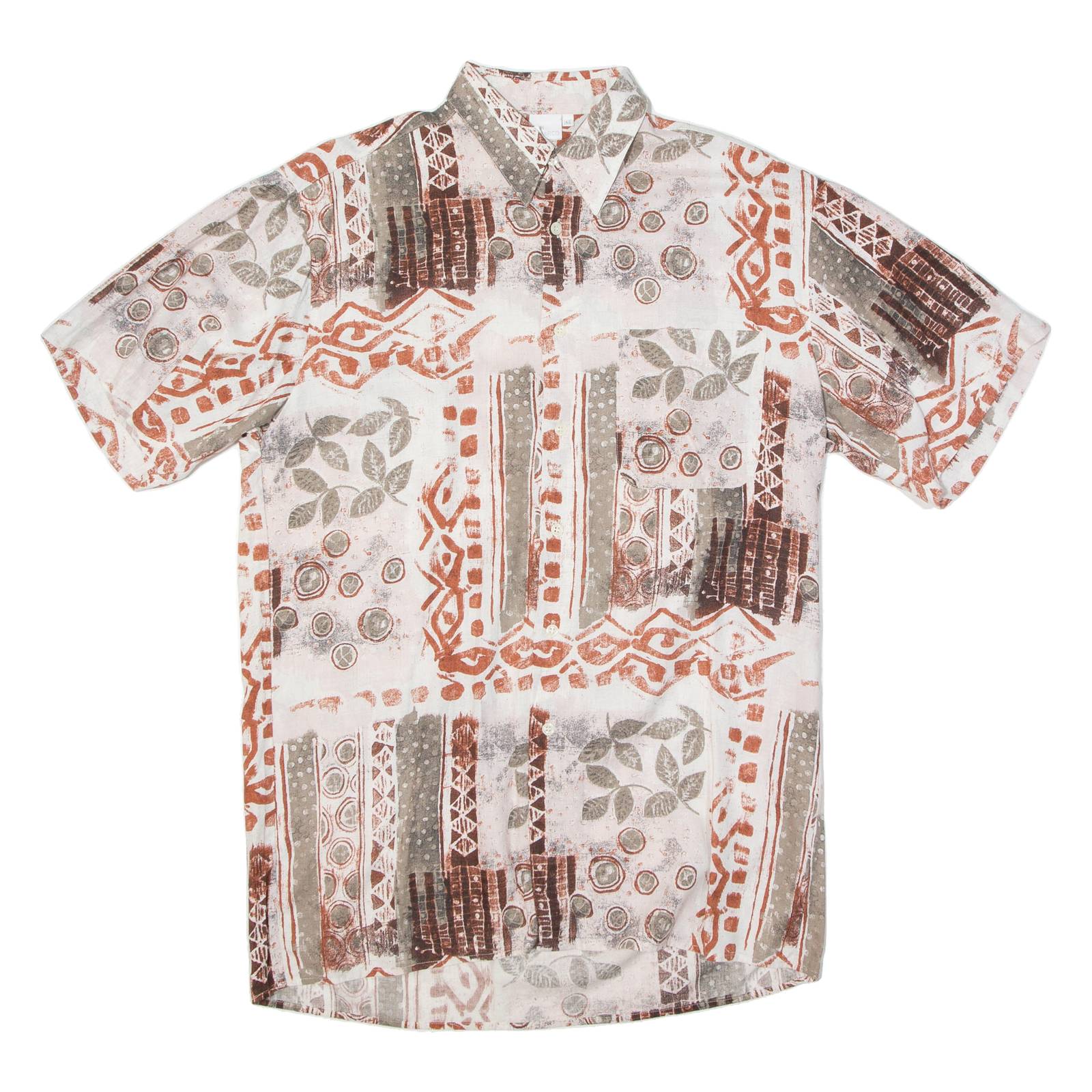 SAN MARCO Mens Shirt Pink Viscose Crazy Pattern L