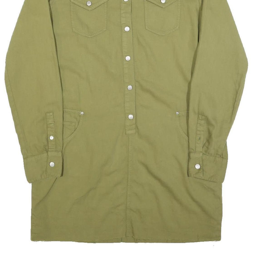 REPLAY Womens Green Shirt Dress Cotton Long Sleeve XL Casual Button Detail