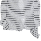 GREYSTONE Womens Grey Black Stripe Open Front Long Sleeve Top L Cotton Blend