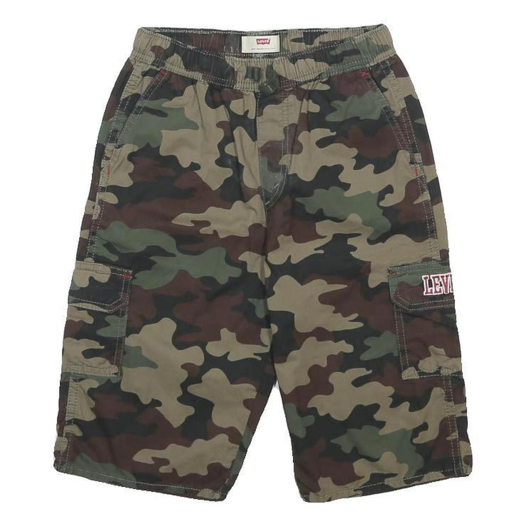 LEVI'S Boys Shorts Green Camouflage Cargo 14Y W24 Cotton Casual